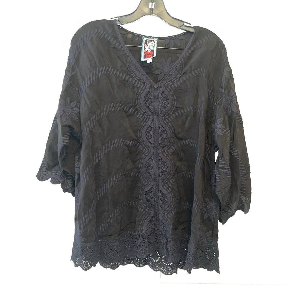 Johnny Was Embroidered Milani Boho 3/4 Sleeves To Tunic Size XL Festival